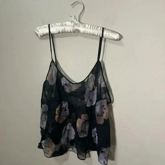 Vintage femme de nuit sheer floral  cami top L - Picture 4 of 6